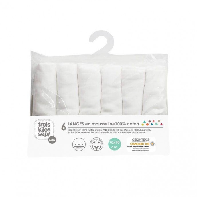 TKS Muslin Squares 6pk White