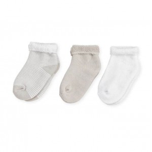 TKS Socks White & Beige 3pk 0/3m