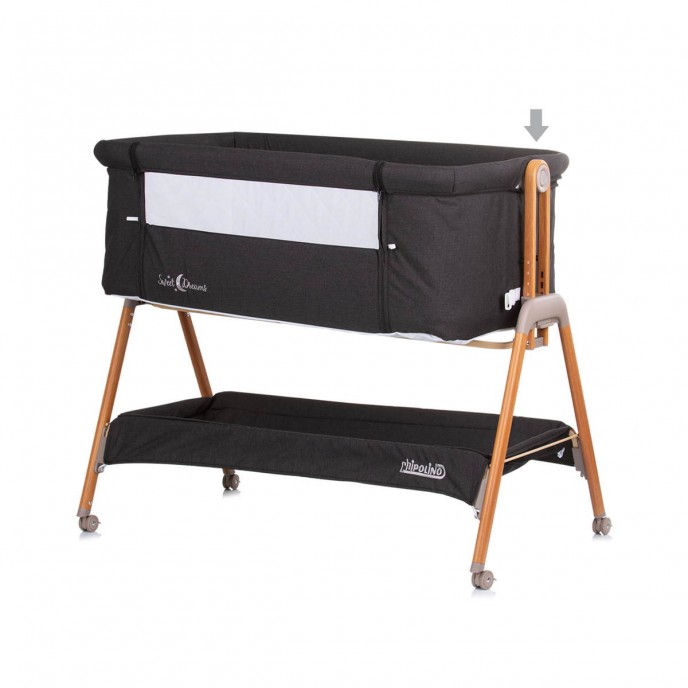 Chipolino Bedside Crib Sweet Dreams Graphite