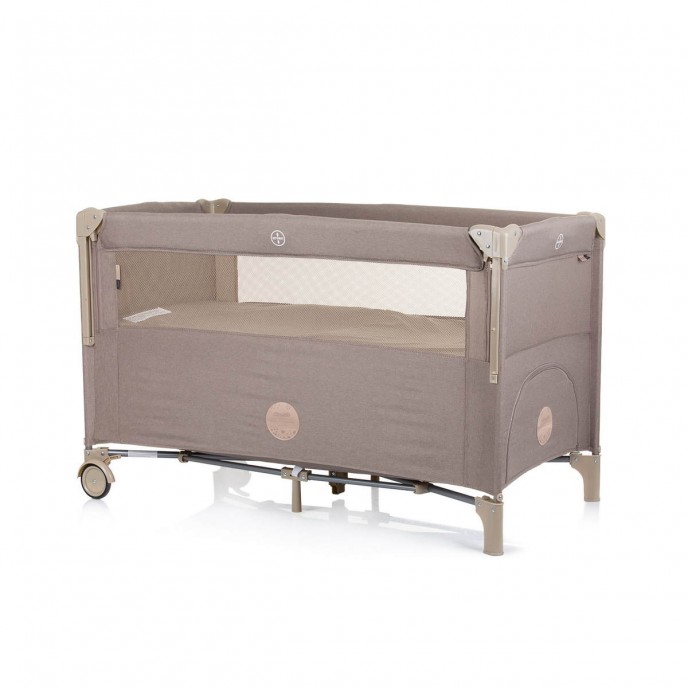 Chipolino Travel Cot Relax Macadamia Linen with Dropside