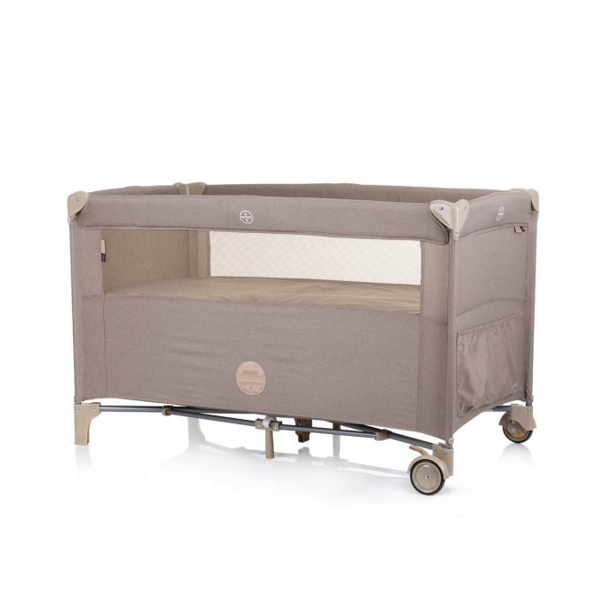 Chipolino Travel Cot Relax Macadamia Linen with Dropside