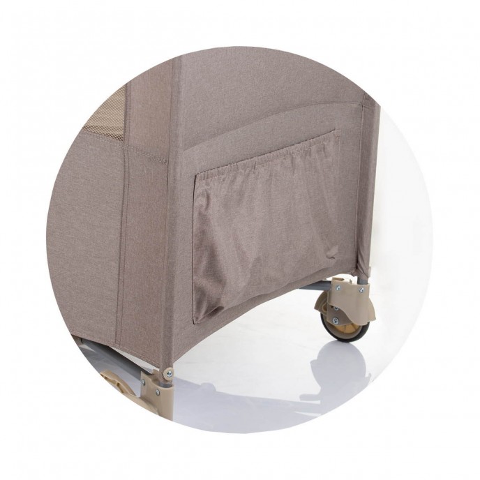 Chipolino Travel Cot Relax Macadamia Linen with Dropside