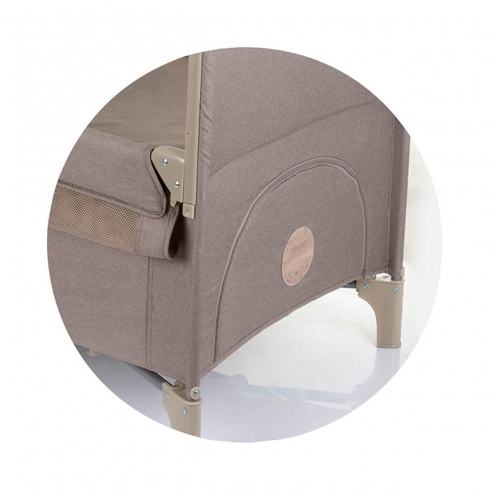 Chipolino Travel Cot Relax Macadamia Linen with Dropside