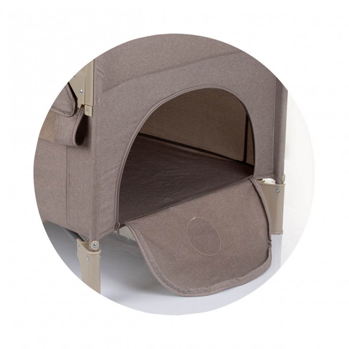 Chipolino Travel Cot Relax Macadamia Linen with Dropside