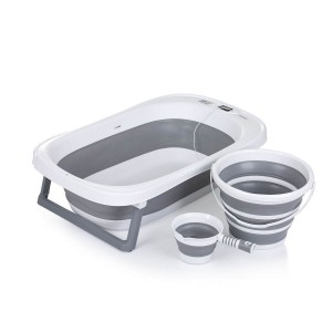 Chipolino Foldable Bath with Bucket and Rinse Cup Bali Grey Chipolino Foldable Bath with Bucket and Rinse Cup Bali Grey