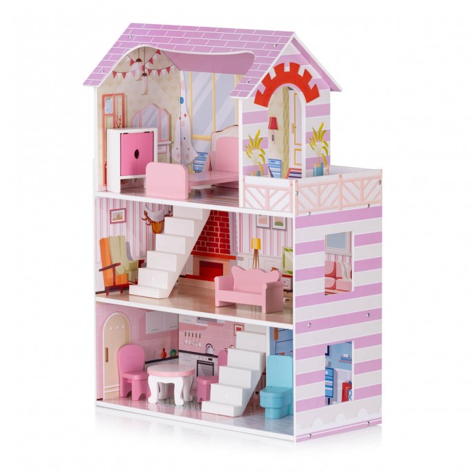 Chipolino Wooden Doll House with Furniture and Stairs