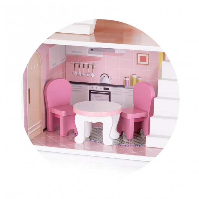 Chipolino Wooden Doll House with Furniture and Stairs