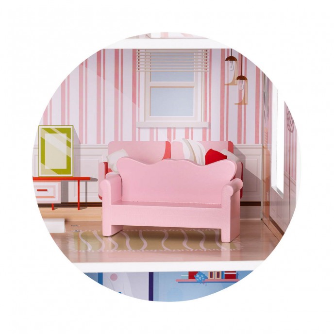 Chipolino Wooden Doll House with Furniture and Stairs