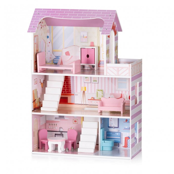 Chipolino Wooden Doll House with Furniture and Stairs
