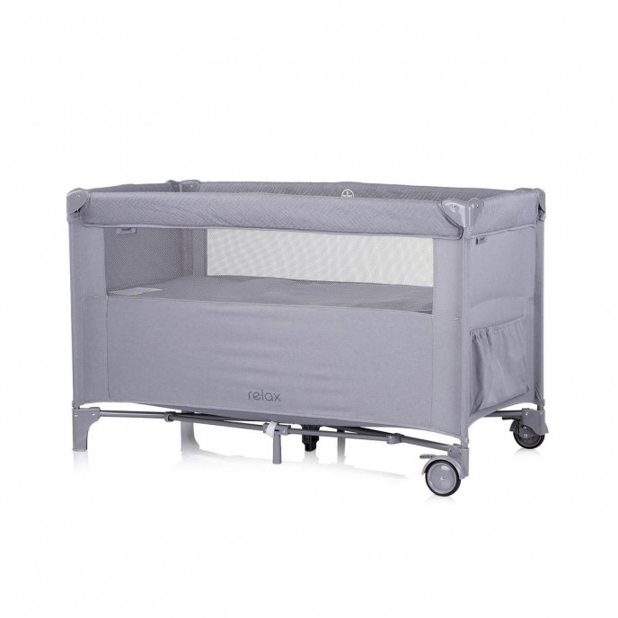 Chipolino Travel Cot Relax Cloud Grey Linen with Dropside Chipolino Travel Cot Relax Cloud Grey Linen with Dropside