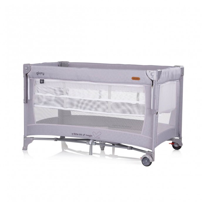 Chipolino Travel Cot Glory with Dropside Cloud Grey