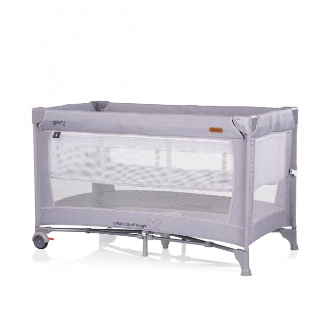 Chipolino Travel Cot Glory with Dropside Cloud Grey