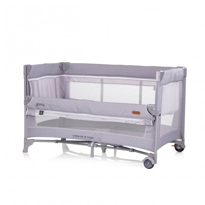 Chipolino Travel Cot Glory with Dropside Cloud Grey