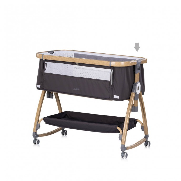 Chipolino Bedside Crib Charisma Wood & Charcoal Chipolino Bedside Crib Charisma Wood & Charcoal