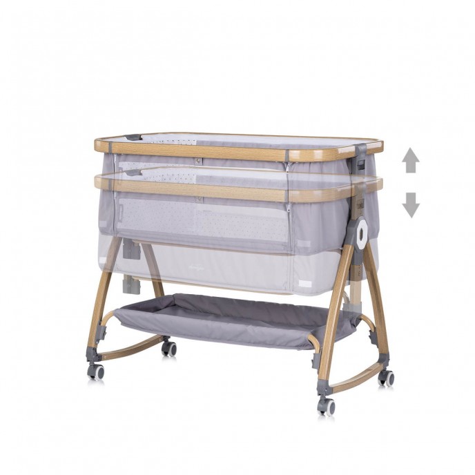 Chipolino Bedside Crib Charisma Wood & Platinum