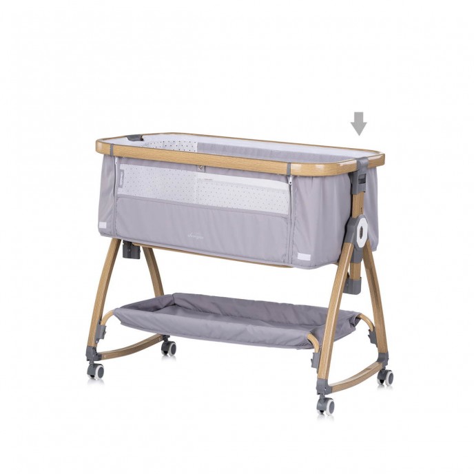 Chipolino Bedside Crib Charisma Wood & Platinum