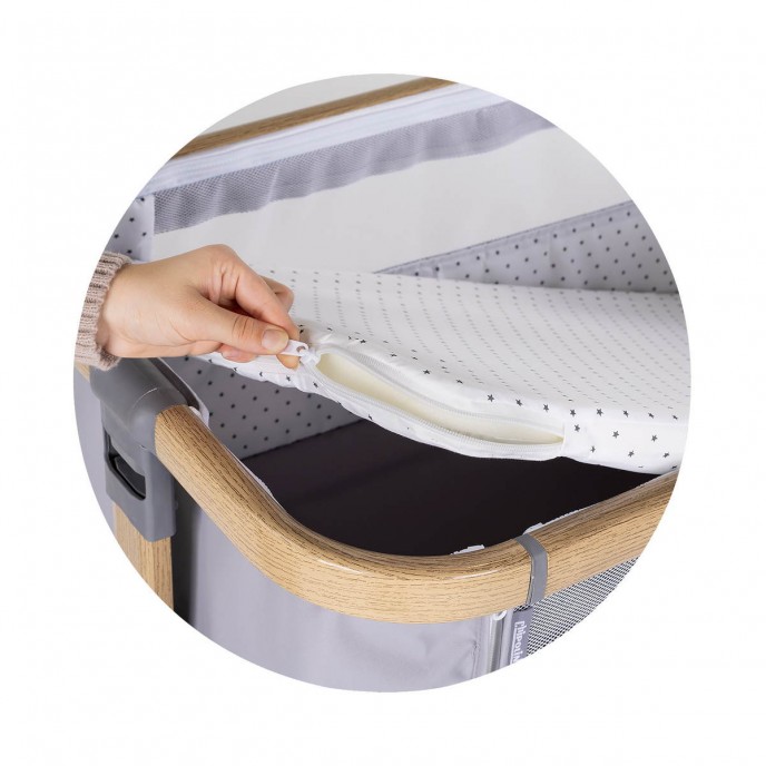 Chipolino Bedside Crib Charisma Wood & Platinum