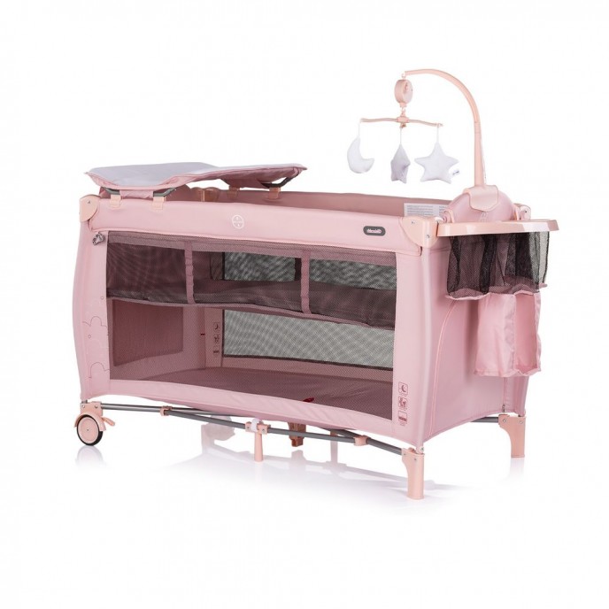 Chipolino Travel Cot Bella Powder Pink