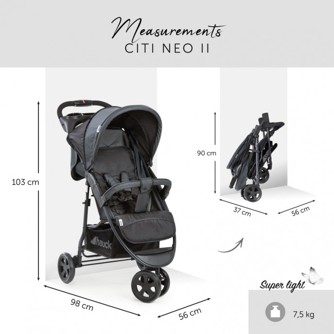 Hauck Stroller Citi Neo Caviar/Stone (up to 25kg)