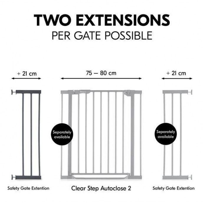 Hauck Gate Clear Step Extension 21cm Dark Grey