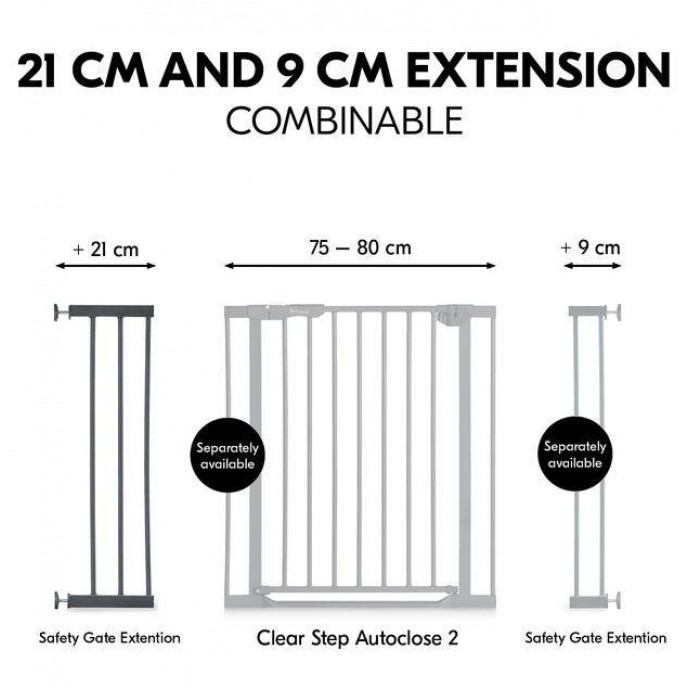 Hauck Gate Clear Step Extension 21cm Dark Grey