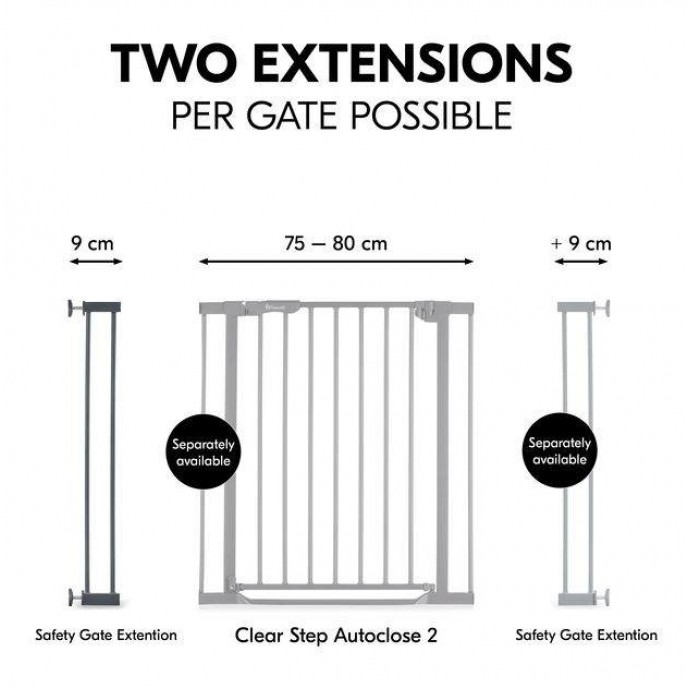Hauck Gate Clear Step Extension 9cm Dark Grey