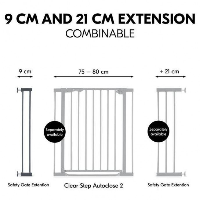 Hauck Gate Clear Step Extension 9cm Dark Grey