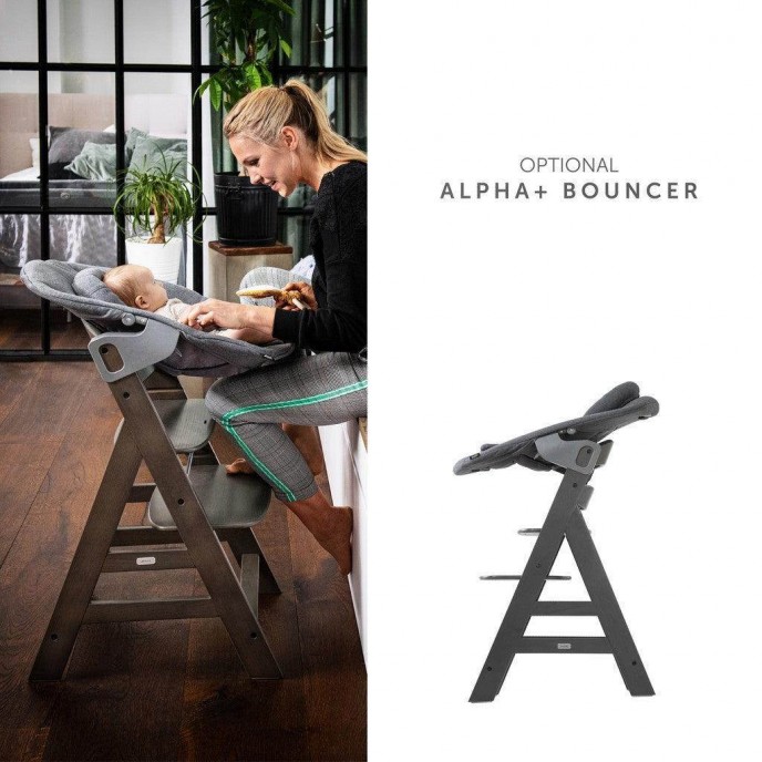 Hauck Alpha Wooden Highchair Charcoal (up to 90kg)