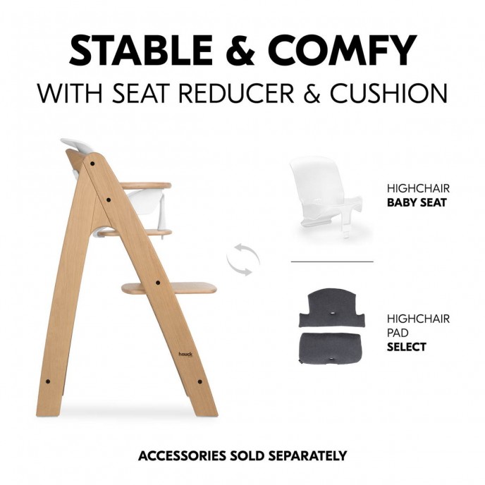 Hauck Arketa Wooden Highchair Oak (up to 130kg) Hauck Arketa Wooden Highchair Oak (up to 130kg)