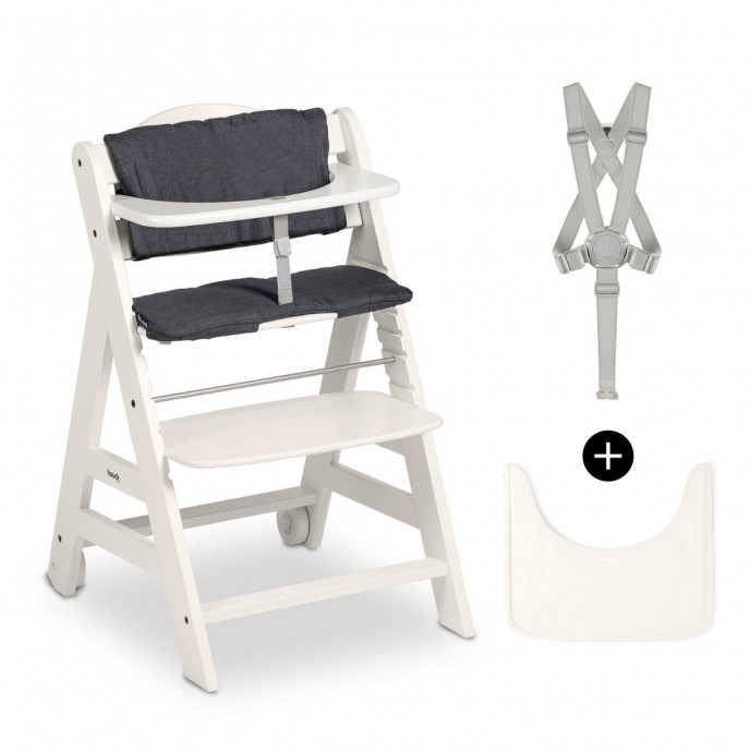 Hauck Beta+ Wooden Highchair White (up to 90kg)