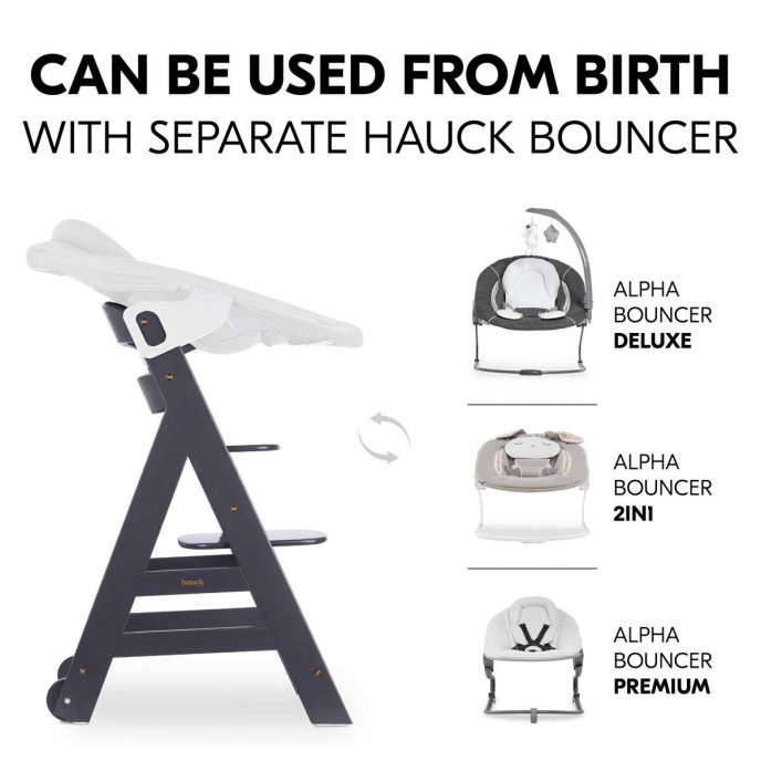 Hauck Beta+ Wooden Highchair Dark Grey (up to 90kg)