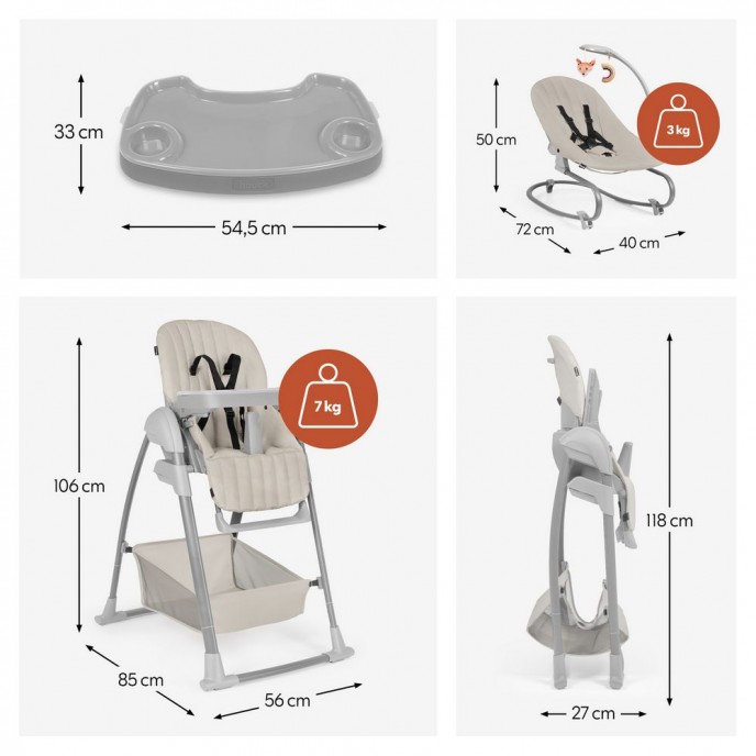 Hauck Sit n Relax 3 in 1 Highchair and Bouncer Beige