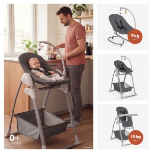 Hauck Sit n Relax 3 in 1 Highchair and Bouncer Dark Grey