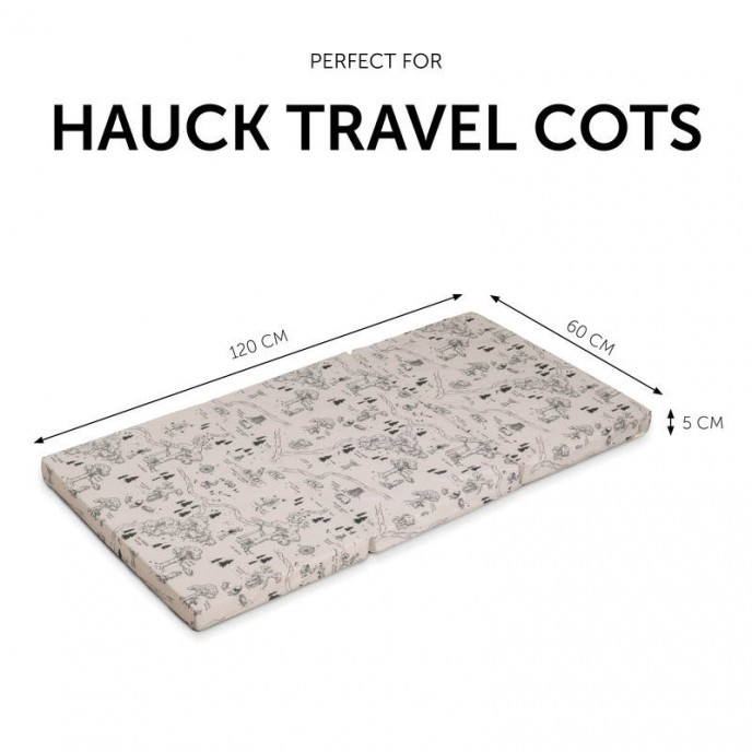 Hauck Folding Travel Cot Mattress Sleeper Pooh Beige 60x120cm