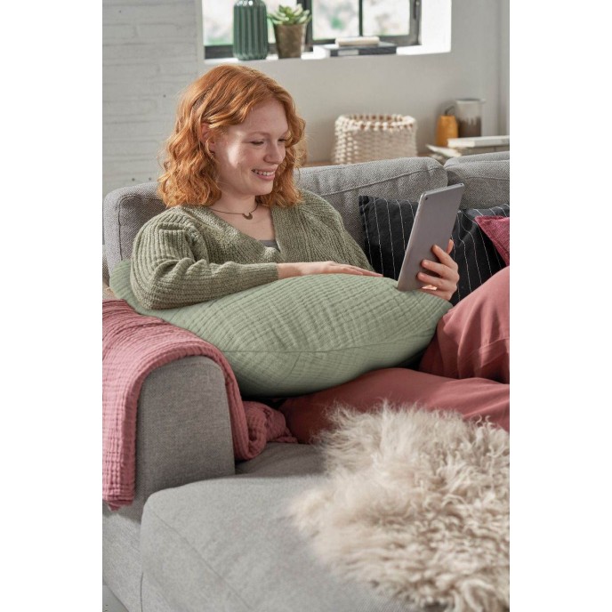 Theraline Maternity & Nursing Pillow Moon Muslin Sage Theraline Maternity & Nursing Pillow Moon Muslin Sage