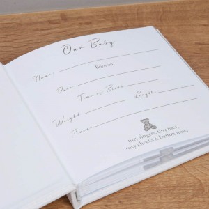 Bambino Our Baby Photo Album White Fabric Cover Bambino Our Baby Photo Album White Fabric Cover