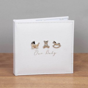 Bambino Our Baby Photo Album White Fabric Cover Bambino Our Baby Photo Album White Fabric Cover
