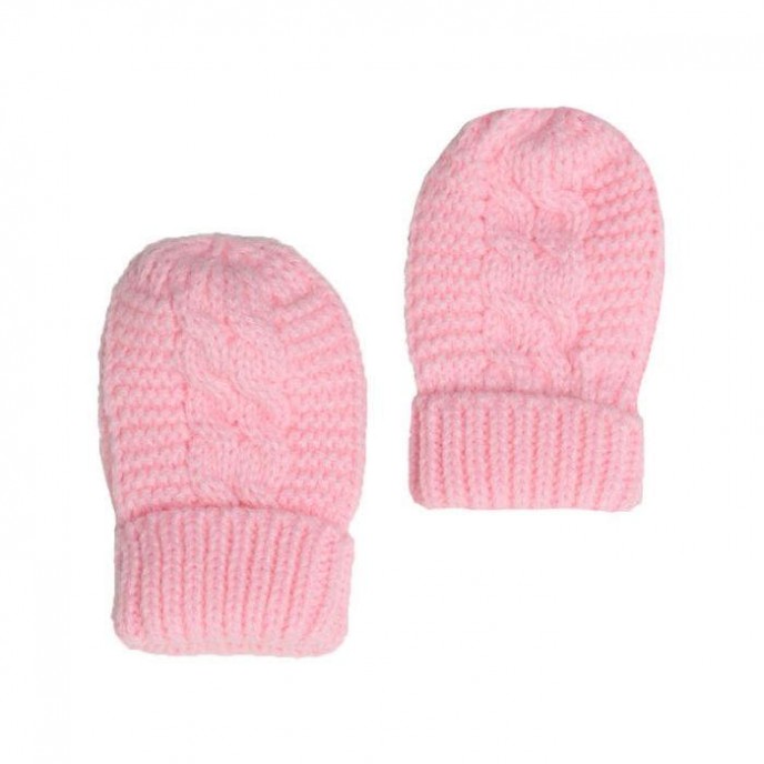 Soft Touch Cable Stitch Mittens Pink