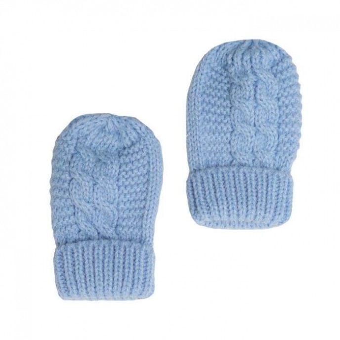 Soft Touch Cable Stitch Mittens Blue