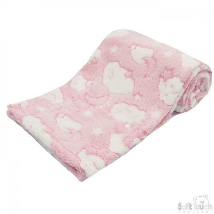 Soft Touch Baby Wrap Moon and Cloud Pink