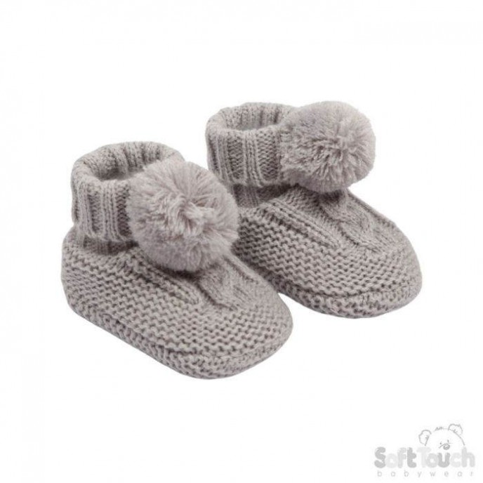 Soft Touch Knit Bootees Grey