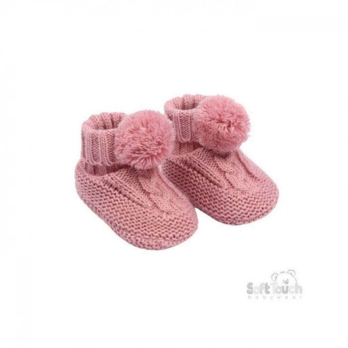 Soft Touch Knit Bootees Dusty Pink
