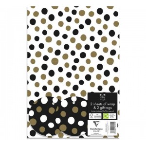 Wrapping Paper Sheets and Gift Tags Black Gold Spots Wrapping Paper Sheets and Gift Tags Black Gold Spots