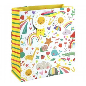 Gift Bag Hello Baby Prints Yellow Medium