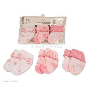 Socks 3pk Pink Princess 00-03m Socks 3pk Pink Princess 00-03m