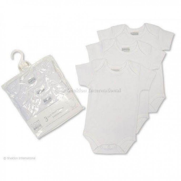 Nursery Time Short Sleeve Vests 3pk White 0-3m Nursery Time Short Sleeve Vests 3pk White 0-3m