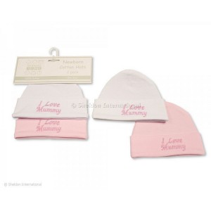 Baby Cotton Caps 2pk Love Mummy Pink Baby Cotton Caps 2pk Love Mummy Pink