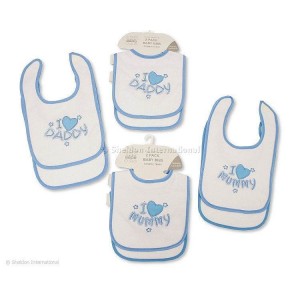 Nursery Time Bibs 2pk Love Mummy Daddy Blue Nursery Time Bibs 2pk Love Mummy Daddy Blue