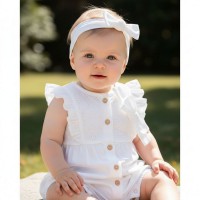 Nursery Time Romper and Headband Set White