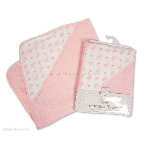 Snuggle Baby Hooded Towel Swan & Flower Pink